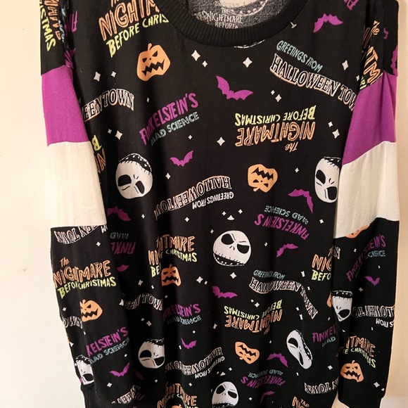 Disney Nightmare Before Christmas Print Black Longsleeve Tunic sweatshirt - Picture 3 of 5